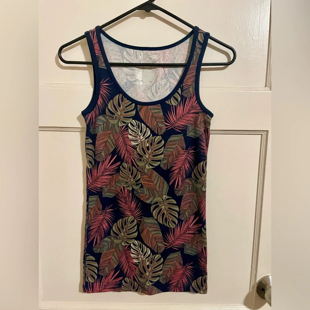 Hawaiian Print Cotton Ribbed Tank - Picture 1 of 4